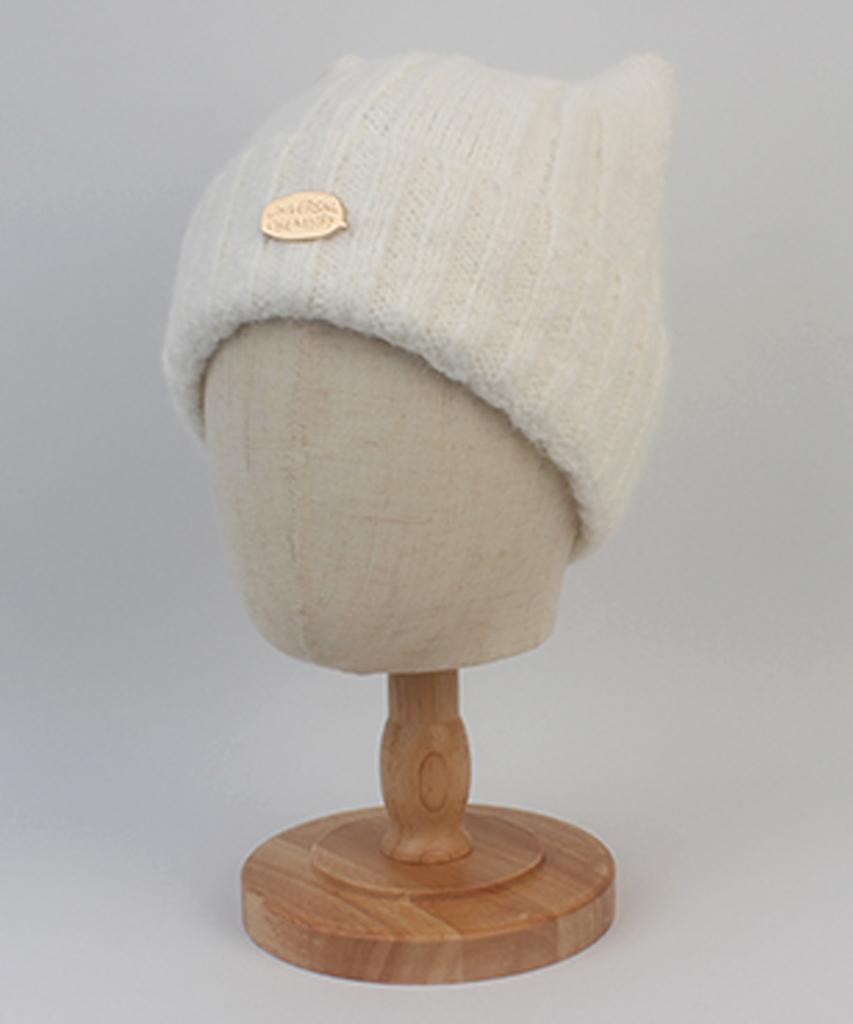 Yunibeosyeolkemiseuteuli Wool Cat Ivory Bubble Beanie Cat Beanie