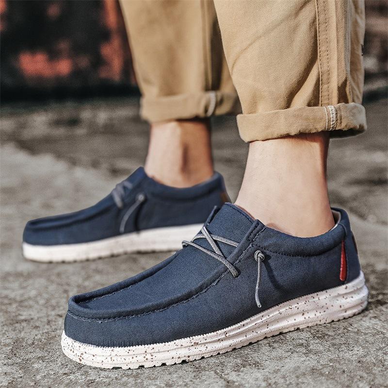 Men's Shoes Large Size Lazy Doudou Shoes Low-top Foot Cover Breathable Casual Loafers Trendy Old Beijing Canvas Shoes