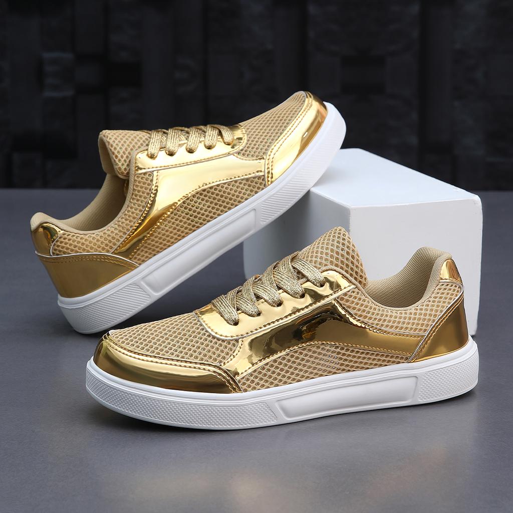 Women’s Sneakers Casual Outdoor School Student Shoes Lightweight for Girls Skateboarding Shoes Silver Gold Plus Size