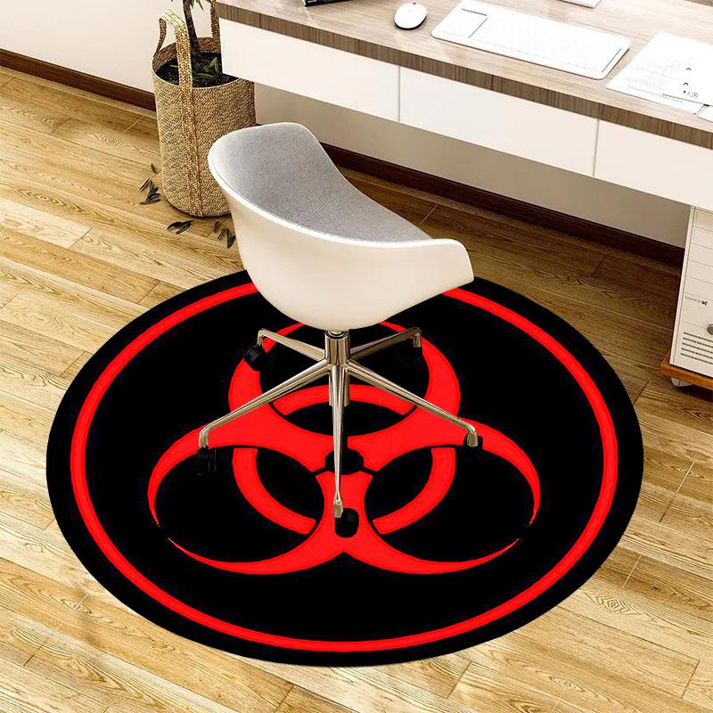 1pc Biohazard Symbol Round Carpet, Made of Polyester,Perfect for Decorating Office Chairs, Living Rooms,Vibrant Decorative Rug