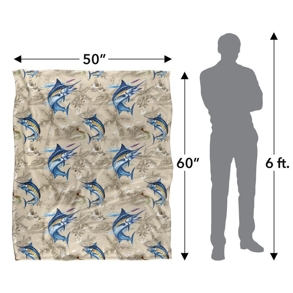 JQ Licensing Jl-Jp-Jq Silky Tiki Flower Fishing Supersoft Blanket