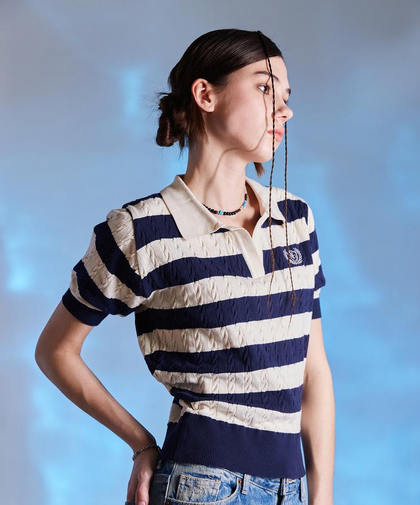 LARTIGENT L10 Stripe Puff Knit(Navy)