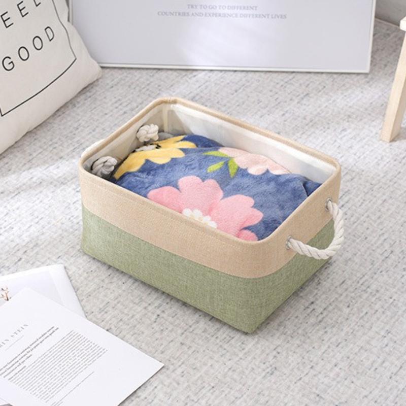 Large Capacity Sundries Sorting Box Splicing Folding Linen Storage Basket with Rope Handle for Baby Toy Clothing Socks Organizer