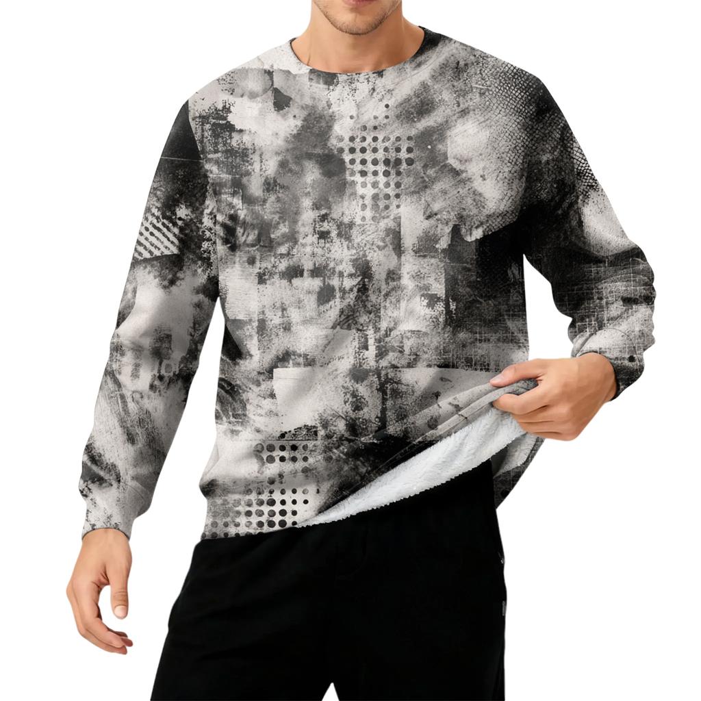 Herren Rundhals Fleecegefüttert Dick Warm Sweatshirt