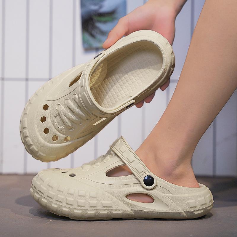 

Stepping on shit hole shoes, wearing thick-soled deodorant bag head sandals outside in summer, new non-slip indoor and outdoor leisure tide drag 39