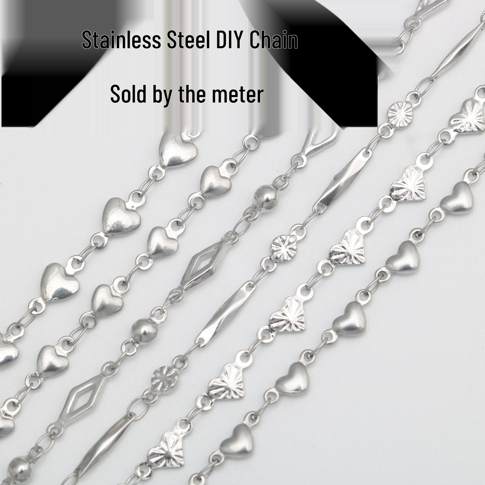 

Набор браслета из нержавеющей стали ручной работы и титанового ожерелья с подвеской в виде ромашки и персикового сердца. 1# chain per meter