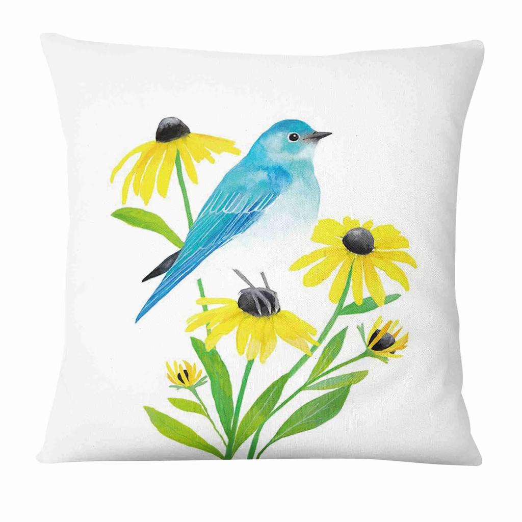 Painted Flower, Bird and Butterfly Decorative Pillowcase Living Room Office Ornaments Home Pillowcase
