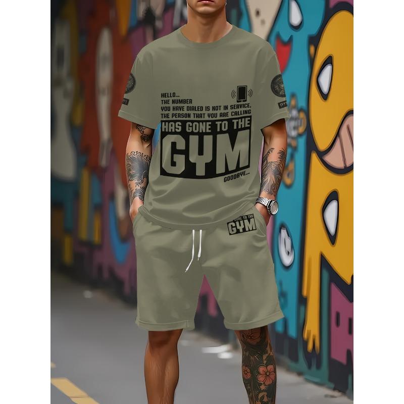 2026 Summer Men s Suit with Letter Print Breathable Lightweight Casual Sports Outdoor Men s Clothing S