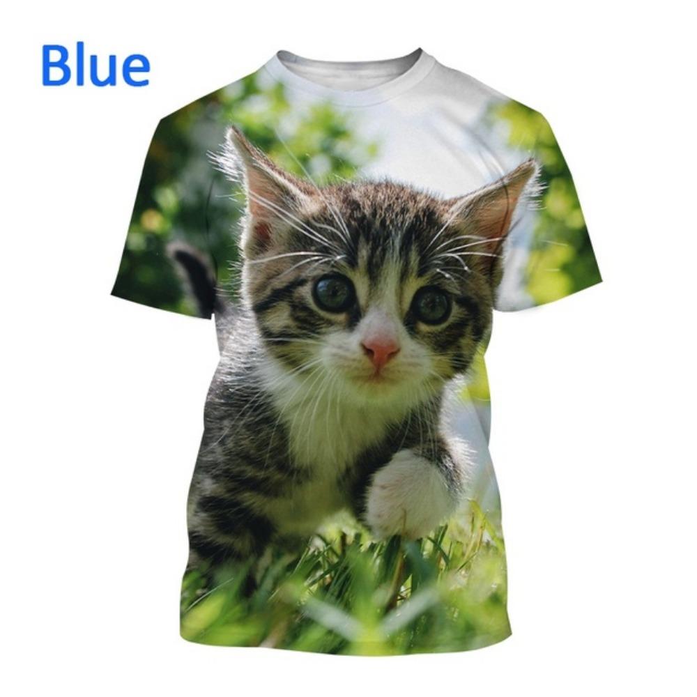 Women's T-Shirts Harajuku Cat Graphic Print 3D Tops Summer Short Sleeve Casual Tees Kawaii Animal T Shirt