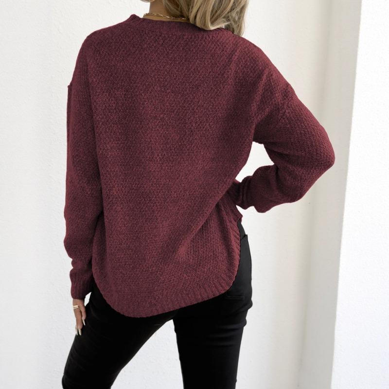 Women S Round Neck Long Sleeve Pullover Sweater Featuring Embroidered Lace Butterfly Splicing
