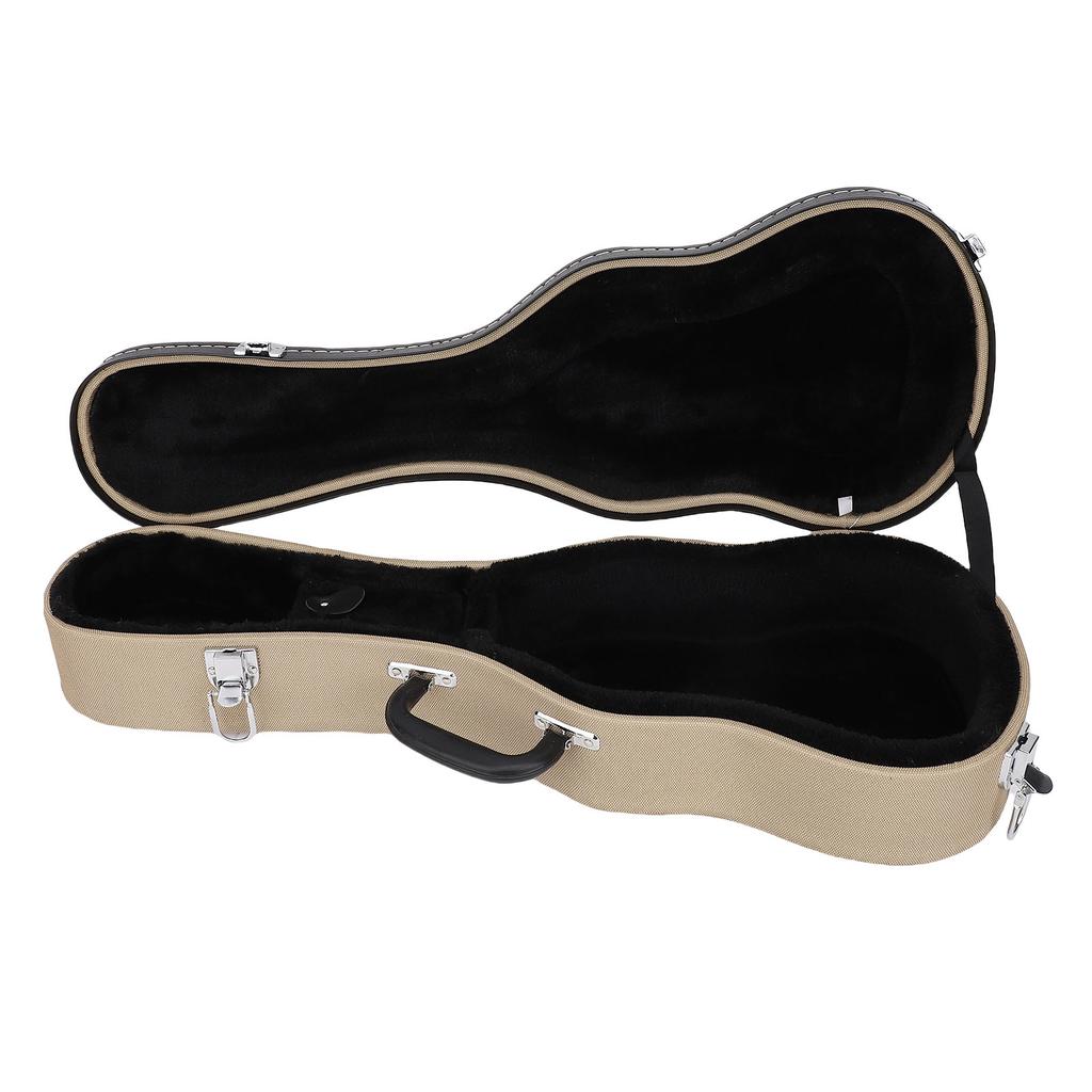 Ukulele Hard Box 23in Protective Carrying Thicken with Lock Linen for Small Guitar
