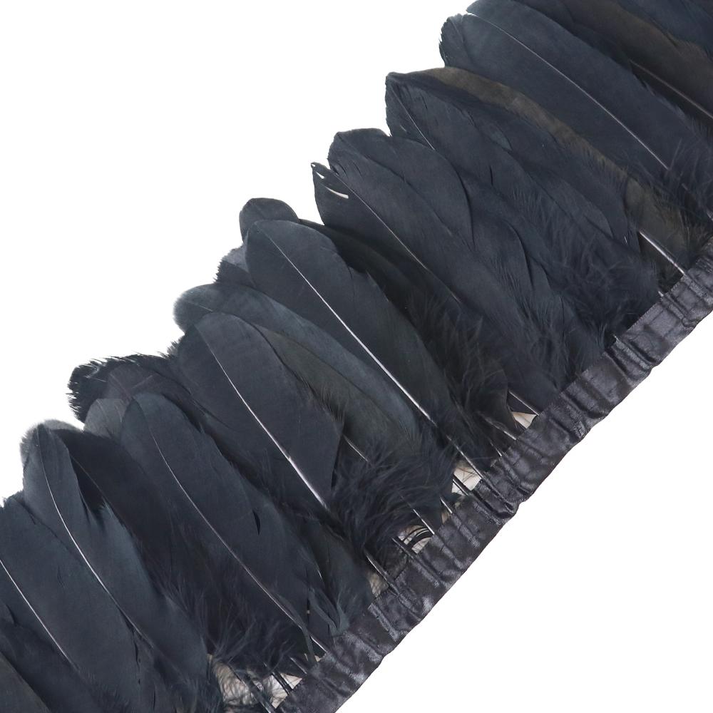 Feather1Meter Black Ostrich Goose Marabou Turkey Feathers Trim Fringe Sewing Ribbon For DIY Dress Sewing Crafts Clothing Decoration