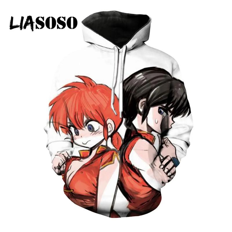 LIASOSO 3D Druck Anime Ranma 1/2 Kawaii Tendou Akane Hoodies Damen Herren Pullover Streetwear Harajuku Fitness Casual Oberteil Kleidung