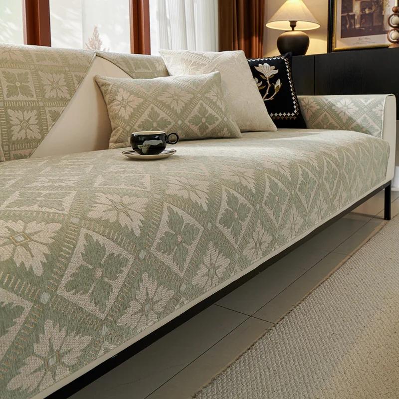 Chenille Jacquard Sofa Matte Vier Jahreszeiten Universal Rutschfest Leder Sofa Bezug All Inclusive Universal Rückenlehne Französische Sofa Matte