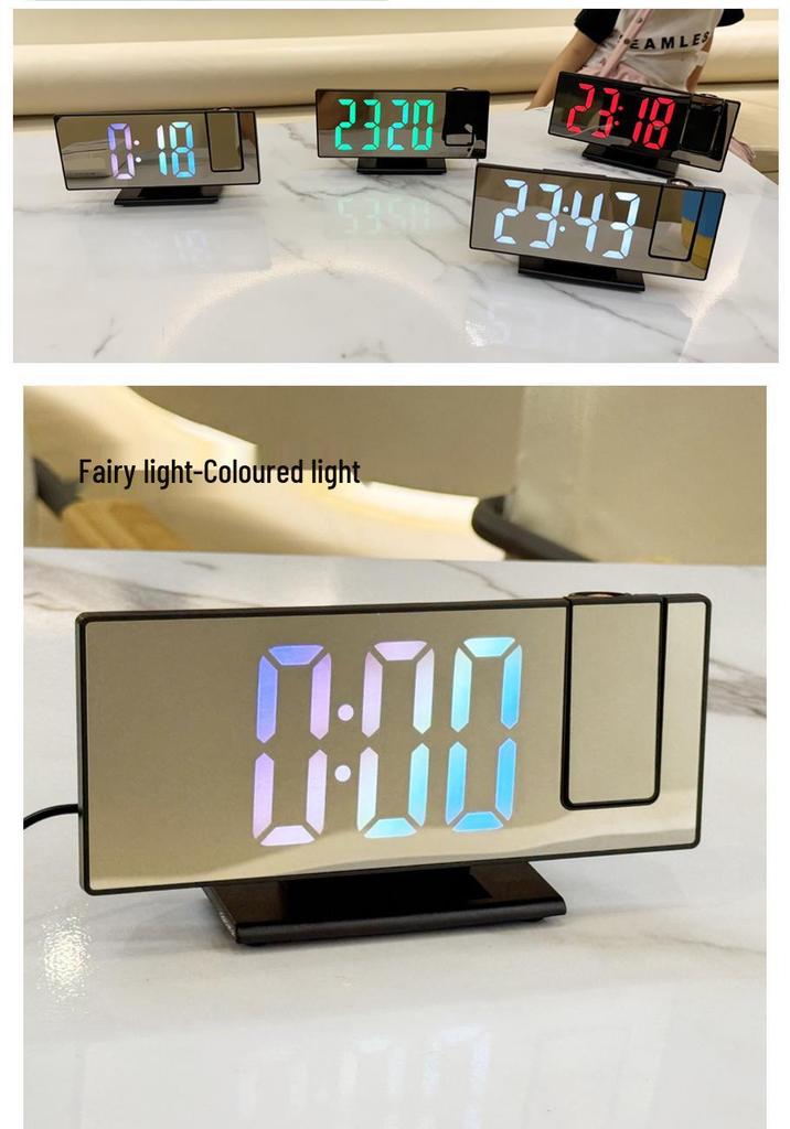 2026 Modern Minimalist LED Mirror Projection Clock with Temperature Display
