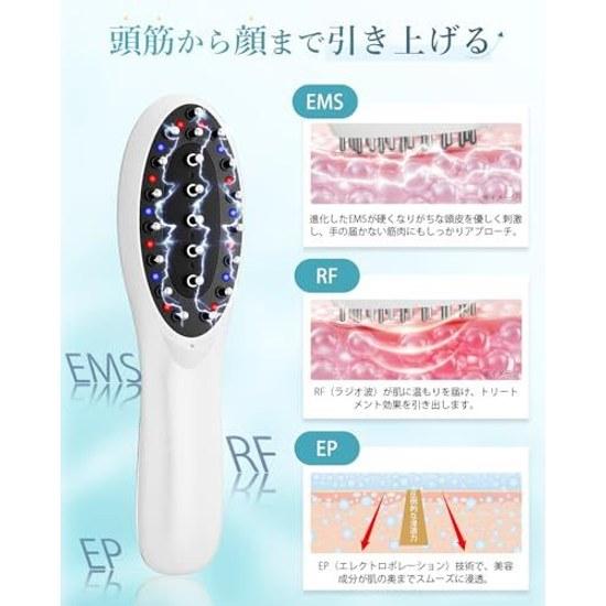 Tibnozt Electric Brush EMS Lift Scalp RF EP 3D Vibration 2 Color LED Negative Ion Large Capacity Liquid Case Used Serum Dropper Hair Head Muscles Gift