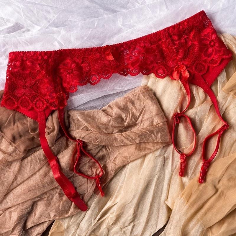 Clipes para Meias Femininas Renda Cinta-liga Transparente Fivelas Ajustáveis Cinta-liga de Cintura Baixa Pole Dance Roupa Íntima Elástica Roupa para Club