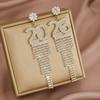 Elegant Design 2026 Earrings Vintage Aesthetic Sophisticated Style Long Drop Earrings Shiny Rhinestone Digital Pattern