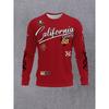 Men's Round Neck Long Sleeve T-Shirt California Glory Basketball Print Stylish Casual Top Street Style Flame Pattern Versatile Base Layer