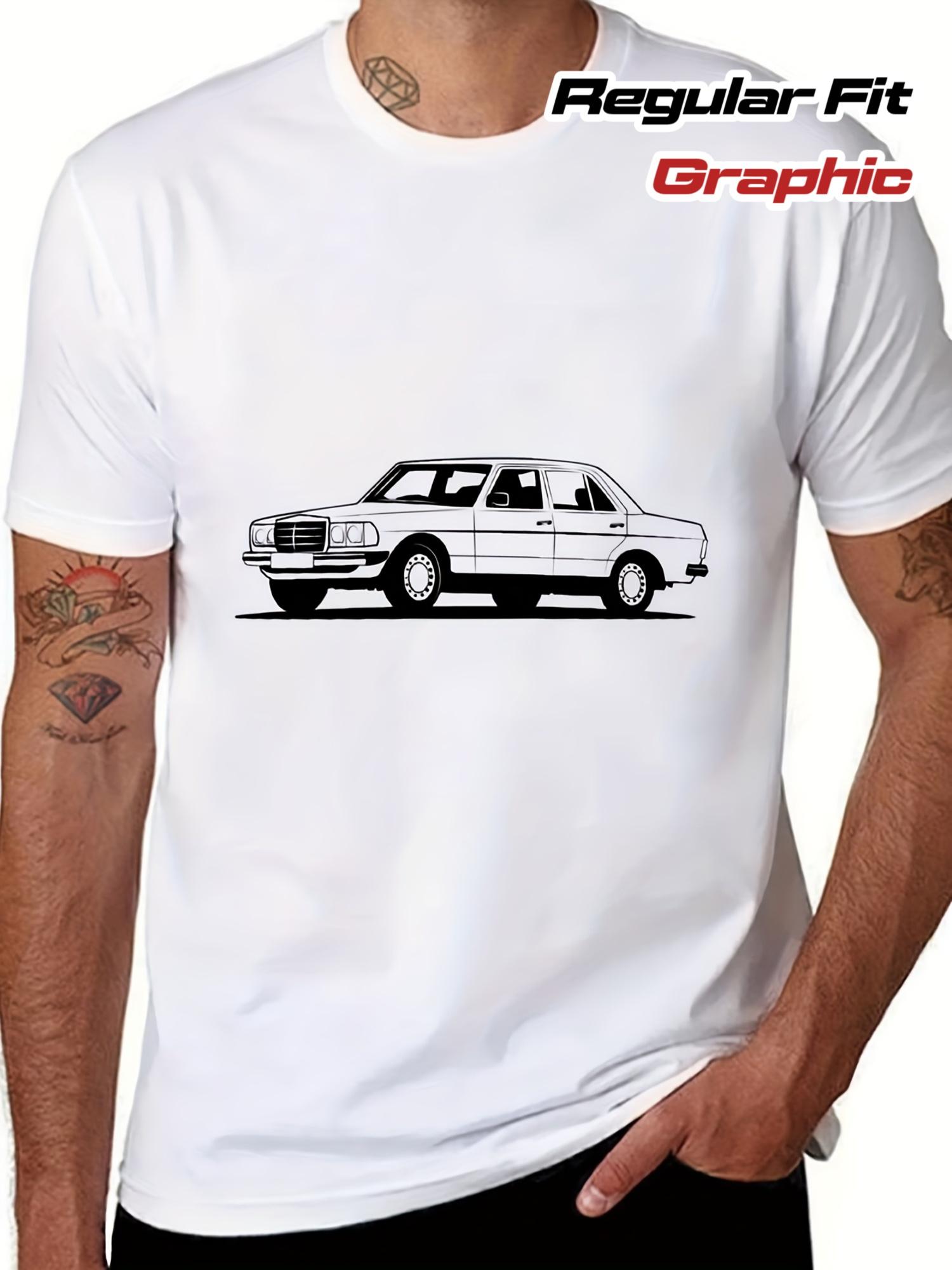 Black T-Shirt Featuring a Classic W123 Chassis Design XS