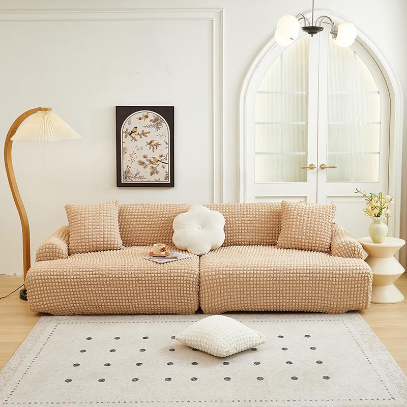 Bubble popcorn series solid color simple straight row elastic sofa cover single piece single/double/three/four people