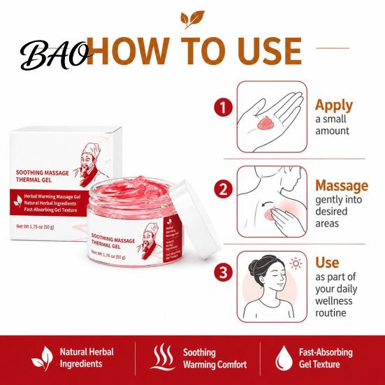 Muscle Relief Gel 1/2Pcs Body Soothing Massage Thermal Gel, Natural Herbal Deep Tissue Cream, Firming & Smoothing Skin Moisturizer Warming Cream