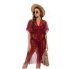 Copricostume da Donna con Nappe Sarong da Spiaggia Vestito Lungo da Spiaggia Pizzo Floreale Kimono Bikini Copricostume
