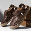 Fashion Men's Sandals Leather Male Hollow Out Walking Shoes Men Outdoor Driving Shoes Fashion Sneakers Non-Slip Casual Breathable Shoes