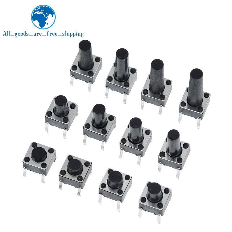 100/300 pièces 6X6X5/4.3/5.5/6/7/8/9/10/13MM Interrupteur Tactile Bouton-Poussoir 12V 4 broches DIP Micro-interrupteur Pour TV/Jouets/usage domestique Bouton