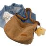 Corduroy Shoulder Bag Women Casual Crossbody Bag Half Moon Hobo Bag Soft Fabric Tote with Strap Cute Pendant