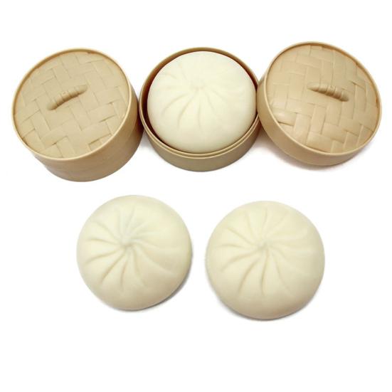 Hračka na úlevu od stresu v podobě pařené buchty s parním hrncem, simulace plněné buchty, mačkací senzorická hračka, měkká TPR, čínská buchta, fidget hračka