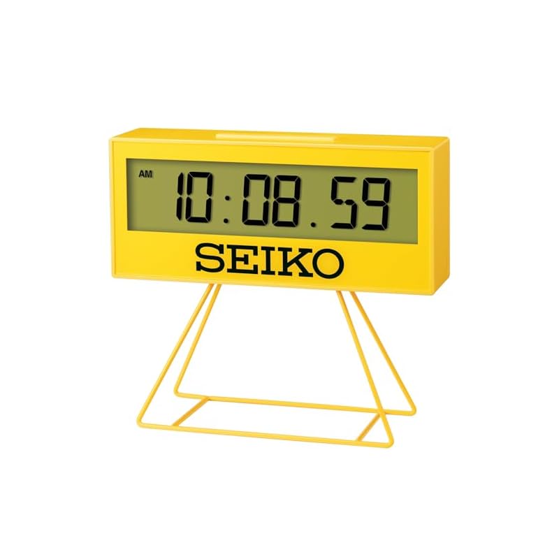 Seiko Clock Alarm Clock, Digital Mini Timer Clock, Yellow, 158 x 176 x 65mm, SQ817Y