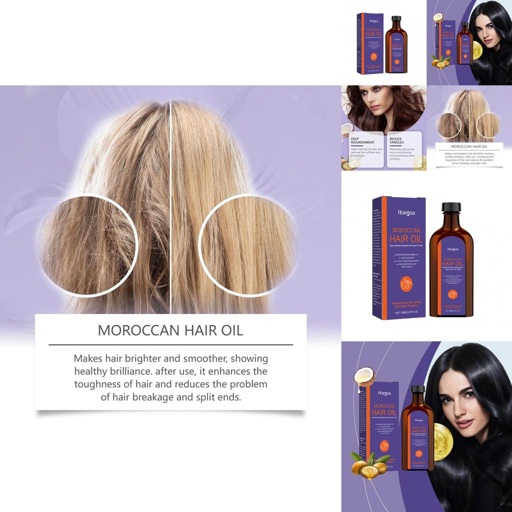 Hoegoa Moroccan Hair Oil Nourishing Hydrating Treatment For Smooth Frizz-free Hair