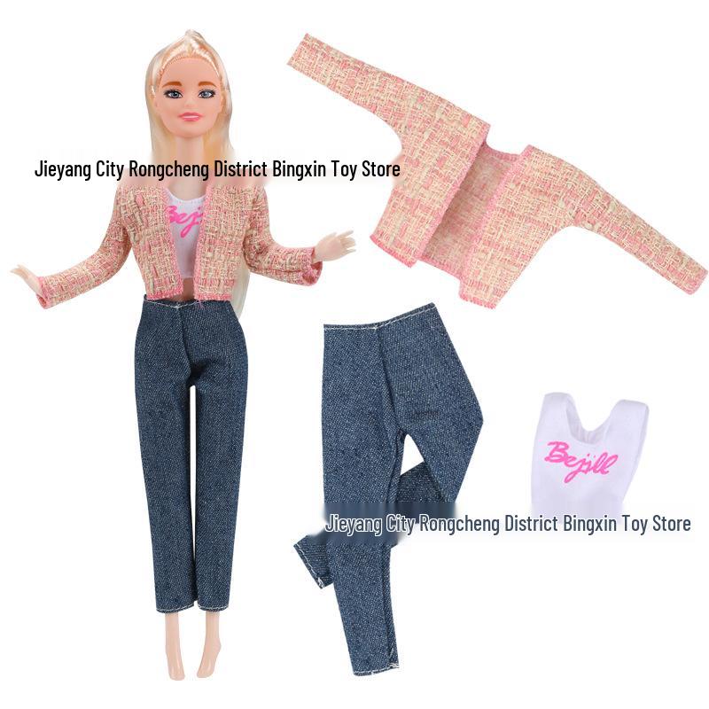 11-Inch Barbie Doll 3-Piece Fashion Set: Woolen Coat & Dress