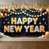 Happy New Year Banner Balloon Decor New Year Banner Photo Backdrop Navy Background Holiday Banner For Holiday Celebration Office