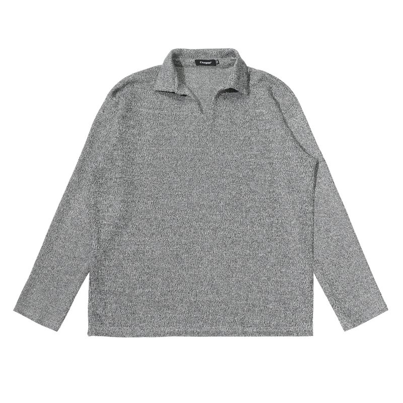 Kisko American Old Money Style Textured V-Neck Long-Sleeve Knit Top for Men and Women Cleanfit Casual Inner Wear Autumn