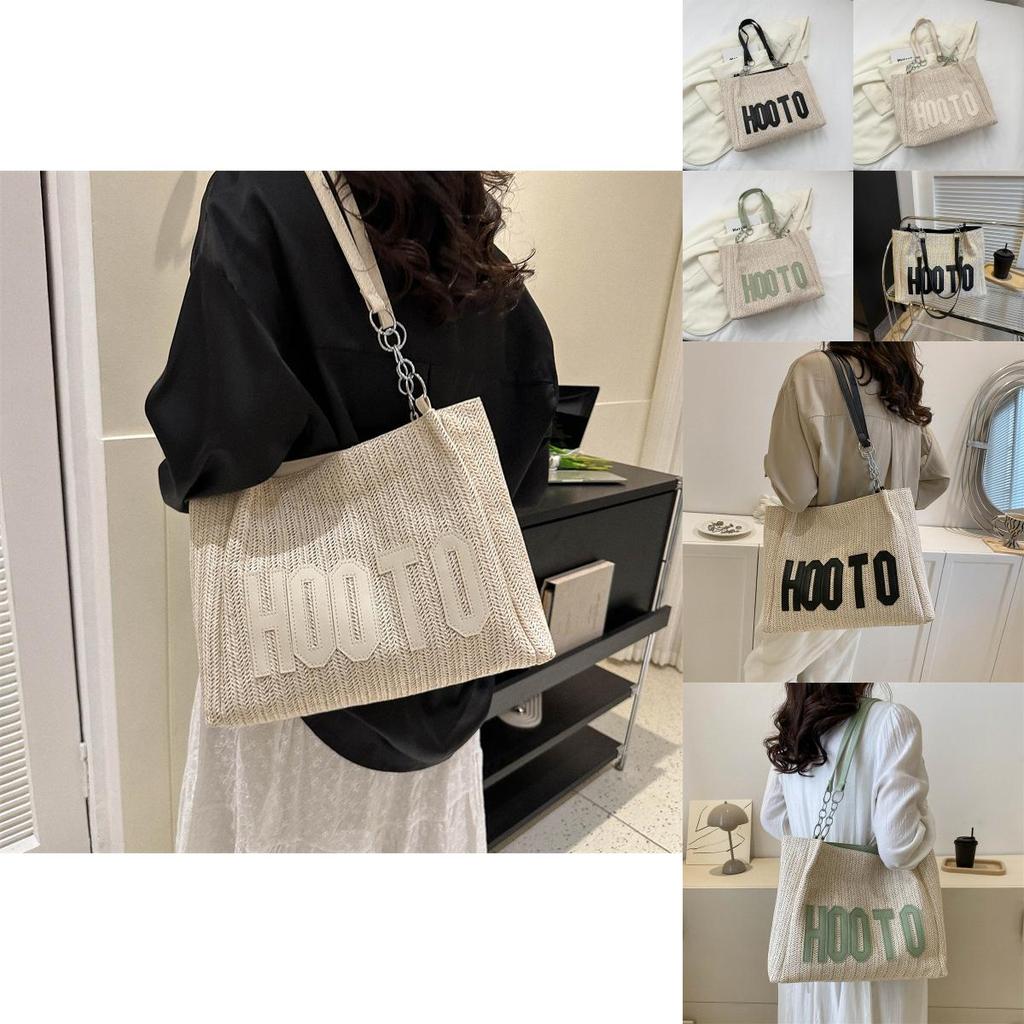 Fashionable Woven Tote Bag For Women Medium-sized Trendy Handbag In Black