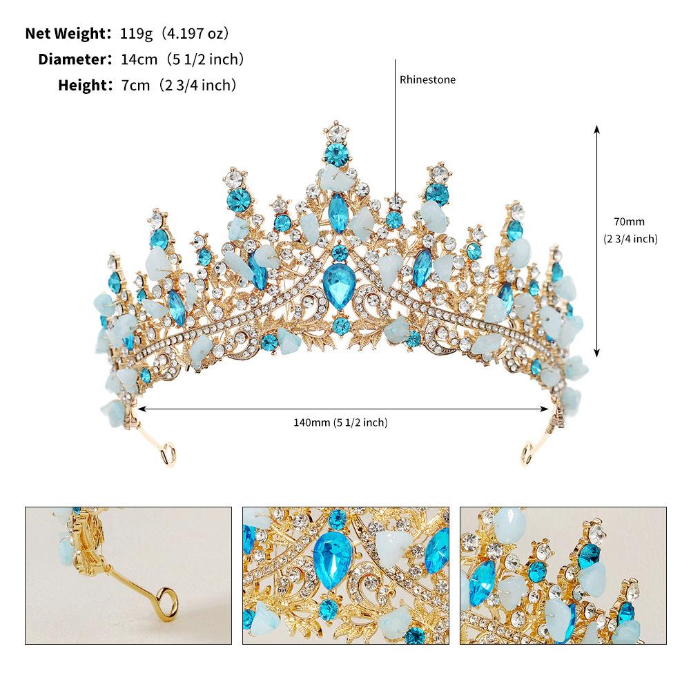 Hochzeitskleid der Braut, Barock-Retro-Zeremonienkrone für Erwachsene aus dem 18. Jahrhundert, exquisite Markisen-Strasskrone