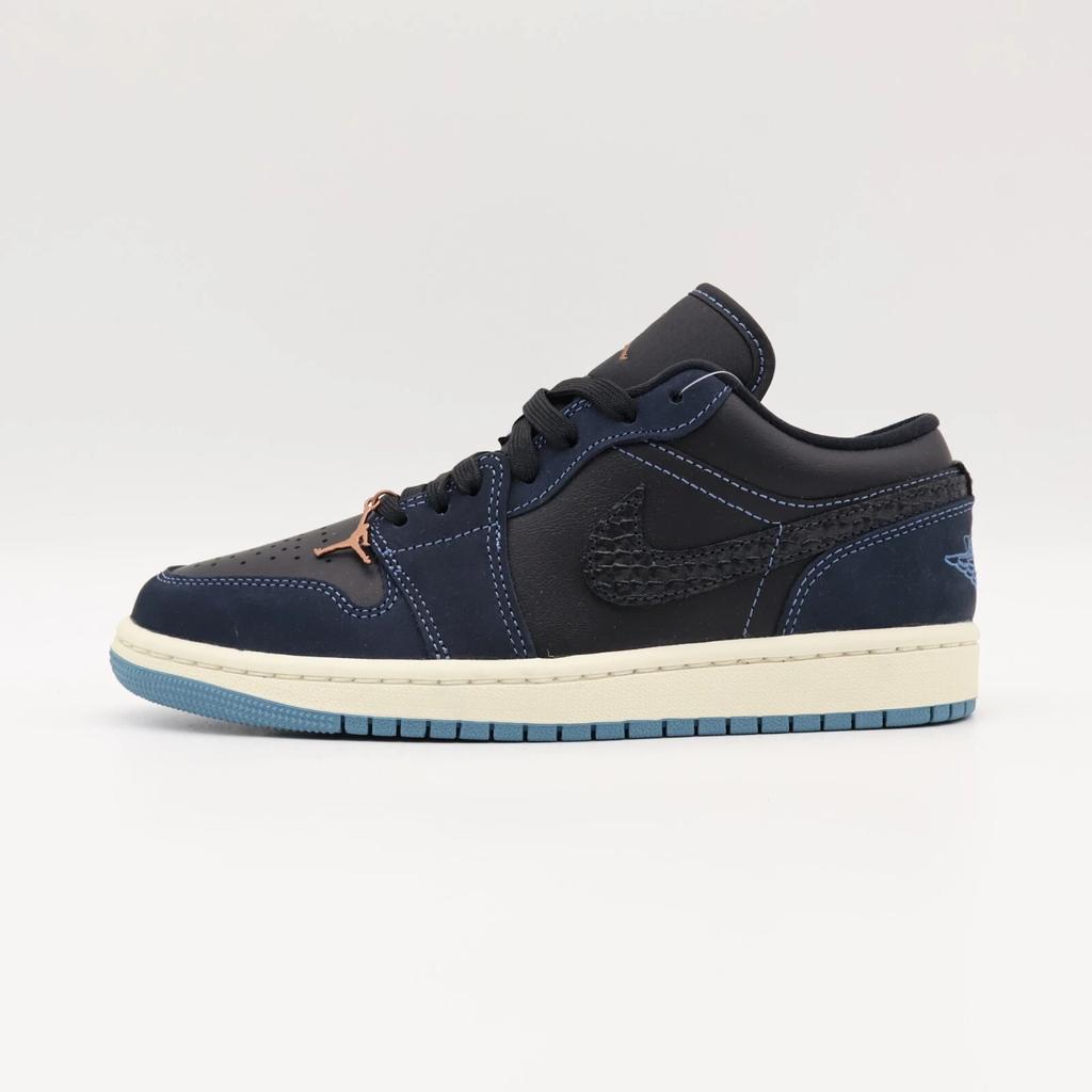 FJ5478-010 Nike Air Jordan 1 Low Navy Black Snakeskin Dark Obsidian (Women's)
