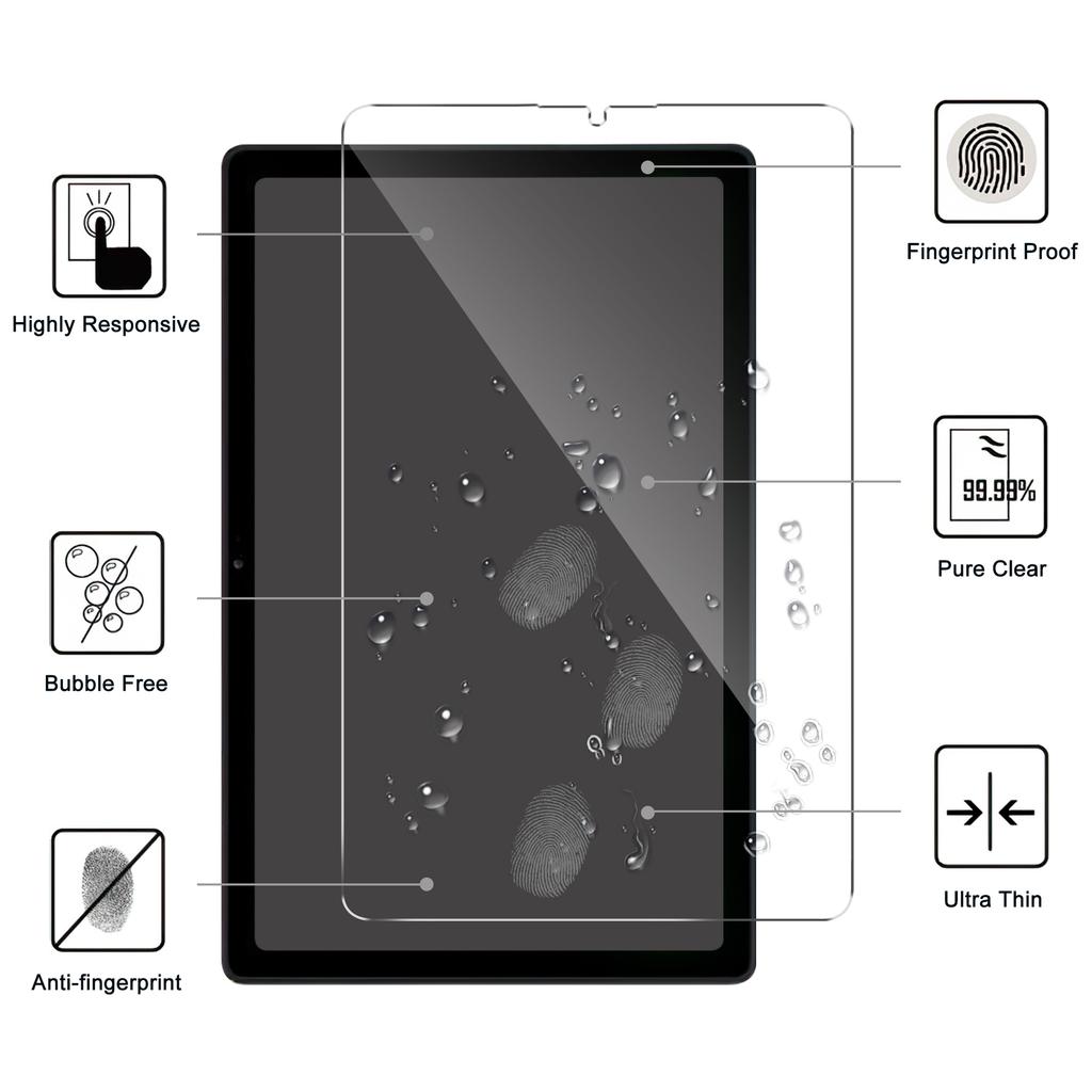 For Samsung Galaxy Tab A9 Tempered Glass Film Anti-Scratch Arc Edge Clear Full Screen Protector