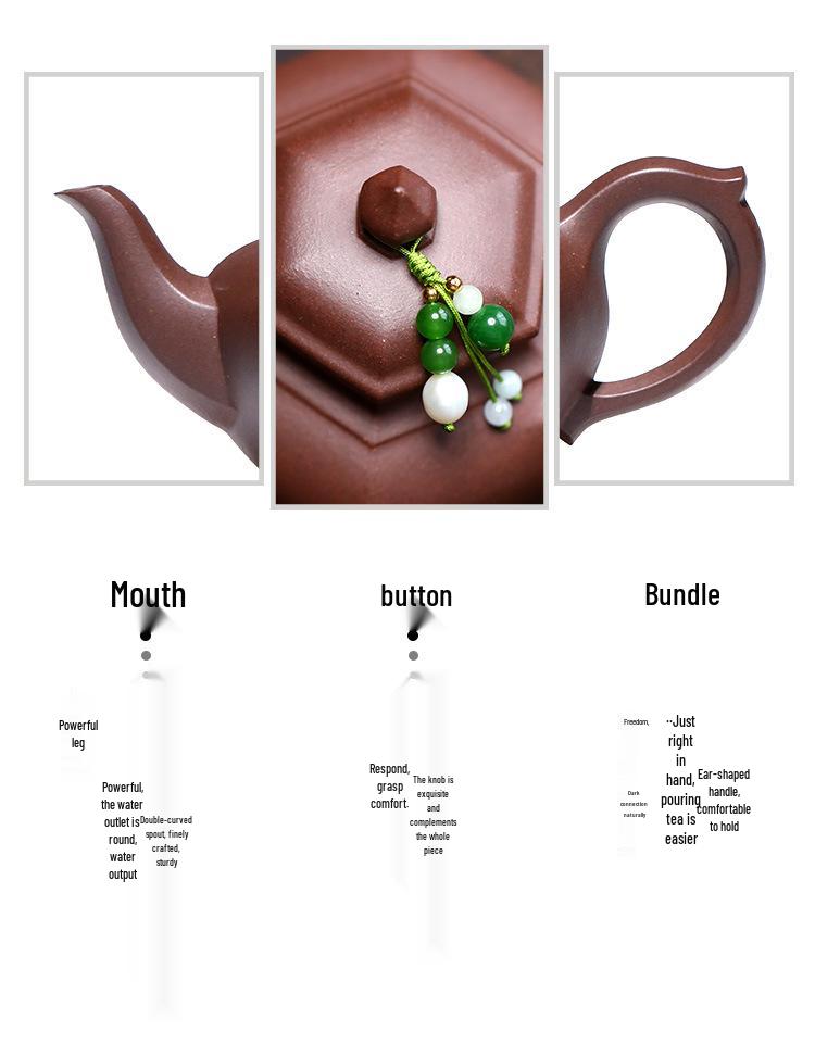 Handmade Yixing Zisha Six-Sided Teapot Set for Brewing Tea