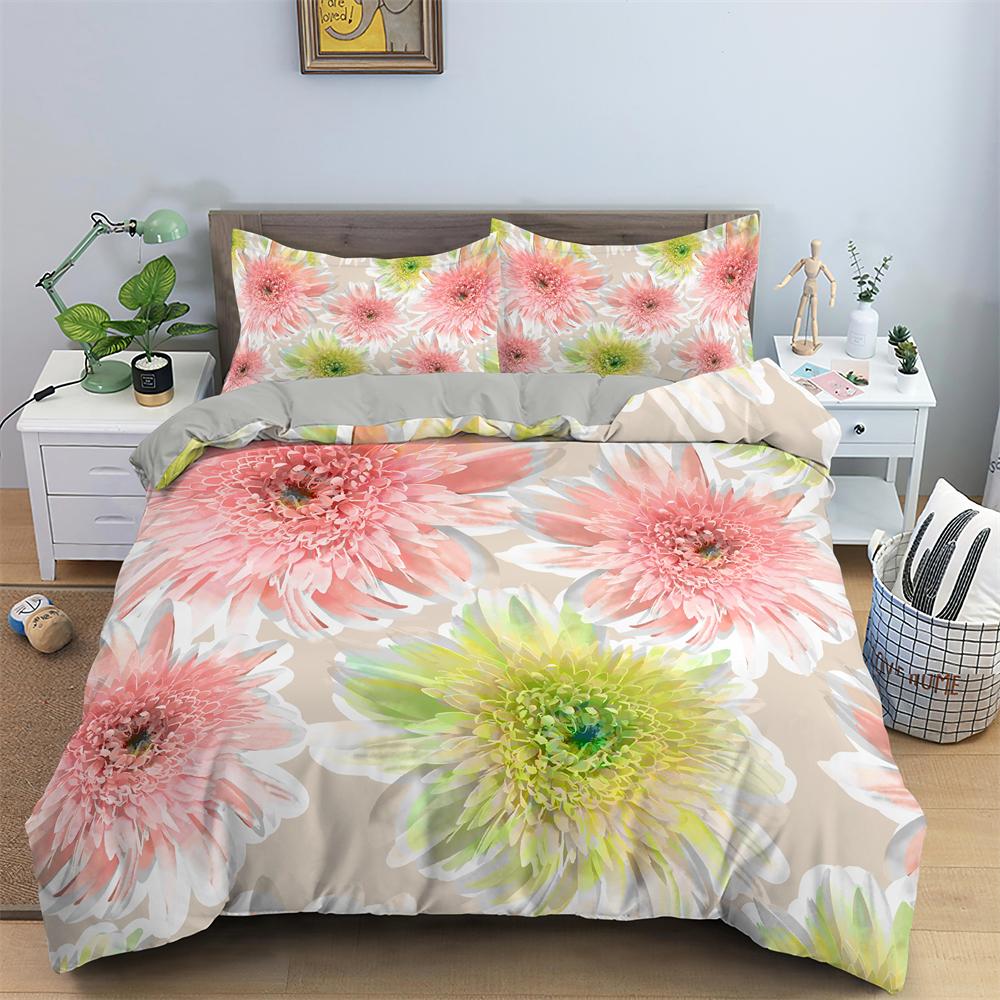 Watercolor Flowers King Queen Duvet Cover Colorful Blooming Floral Bedding Set For Teen Adult Plant 2/3pcs Polyester Quilt Cover