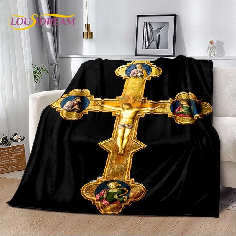New 3D Pray Holy Bible Cross Jesus Soft Blankets,Keep Warm Throw Blanket Comfortable Blanket for Picnic Beds Sofa Home Bedroom