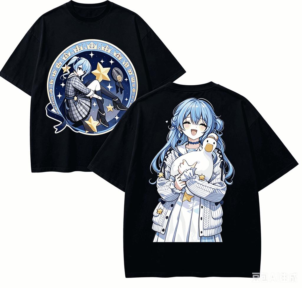 Hoshimachi Suisei Anime Lover T-shirt Harajuku Cotton New Model High Street Retro Oversized Uni
