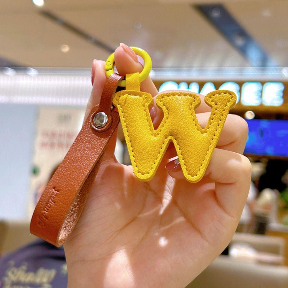 Creative PU 26 Letter Key Chain Alphabet Car Key Accessories Business Key Holder Women Bag Pendant Decoration