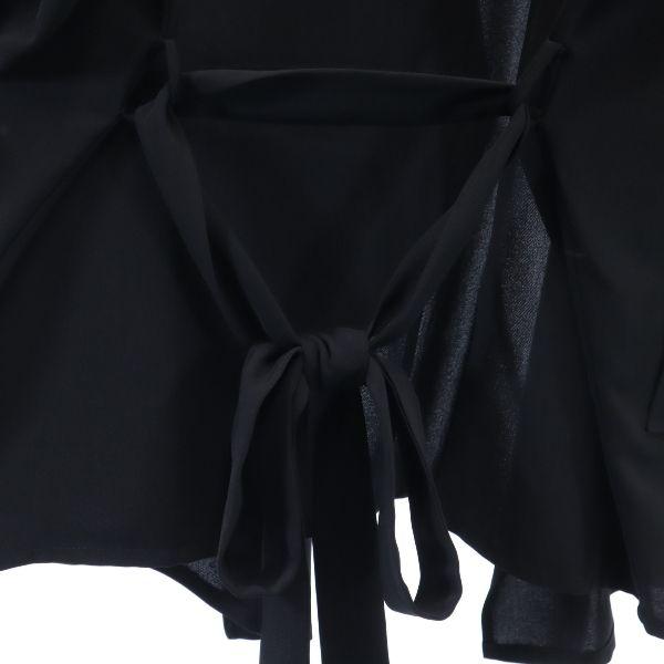 unused Unaca drape Jacket 38 black Open-front haori with roll-up sleeves Women Used