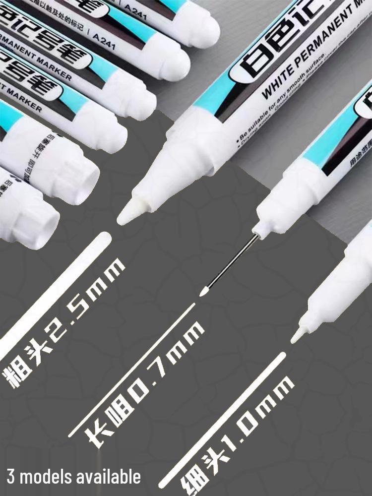 

Водонепроницаемый белый маркер с тонким наконечником и заправляемыми невыцветающими чернилами 3 Long Head White Marker Pens 0.7mm