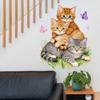 Cute Stacking Kittens Wall Sticker for Kids Room Nursery Bedroom Living Room Self-Adhesive Removable Home Decor