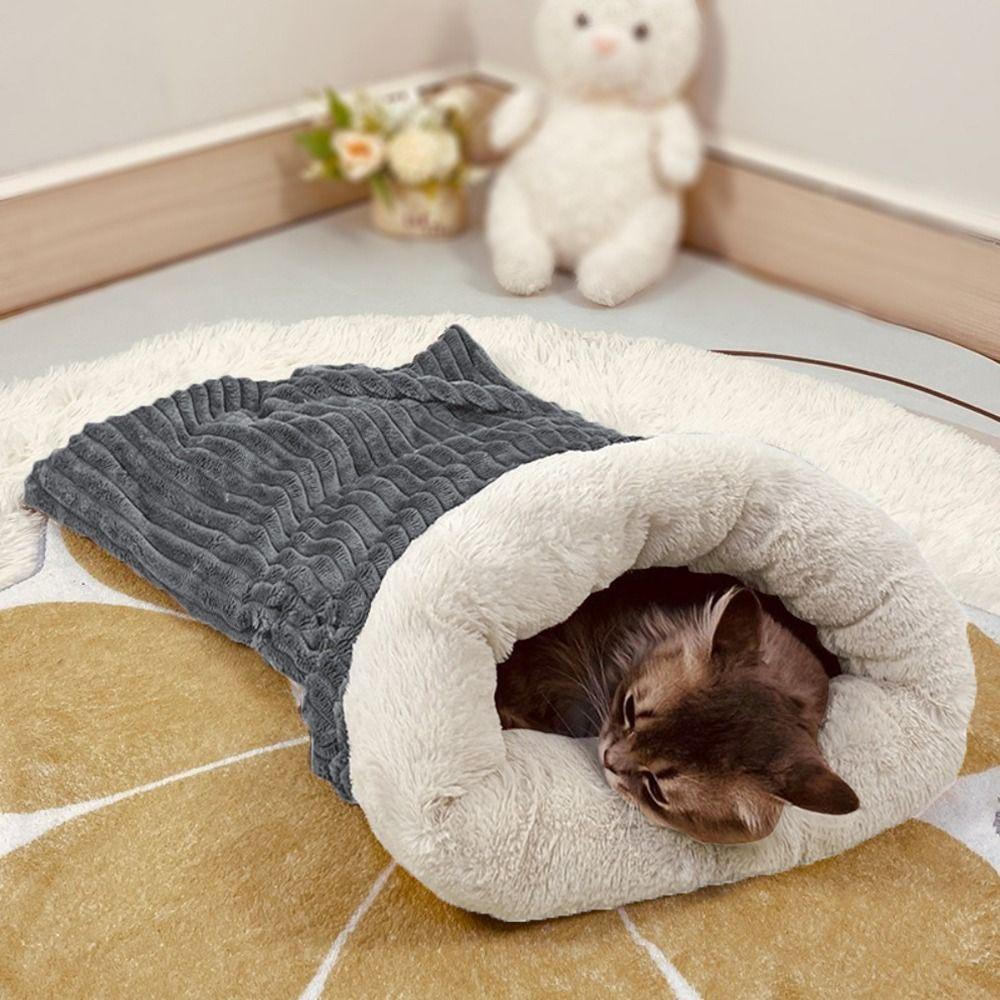 Comfortable Cat Sleeping Bag Soft Warm Closed Pet House New Tunnel Cat Nest  for Puppy Kitten