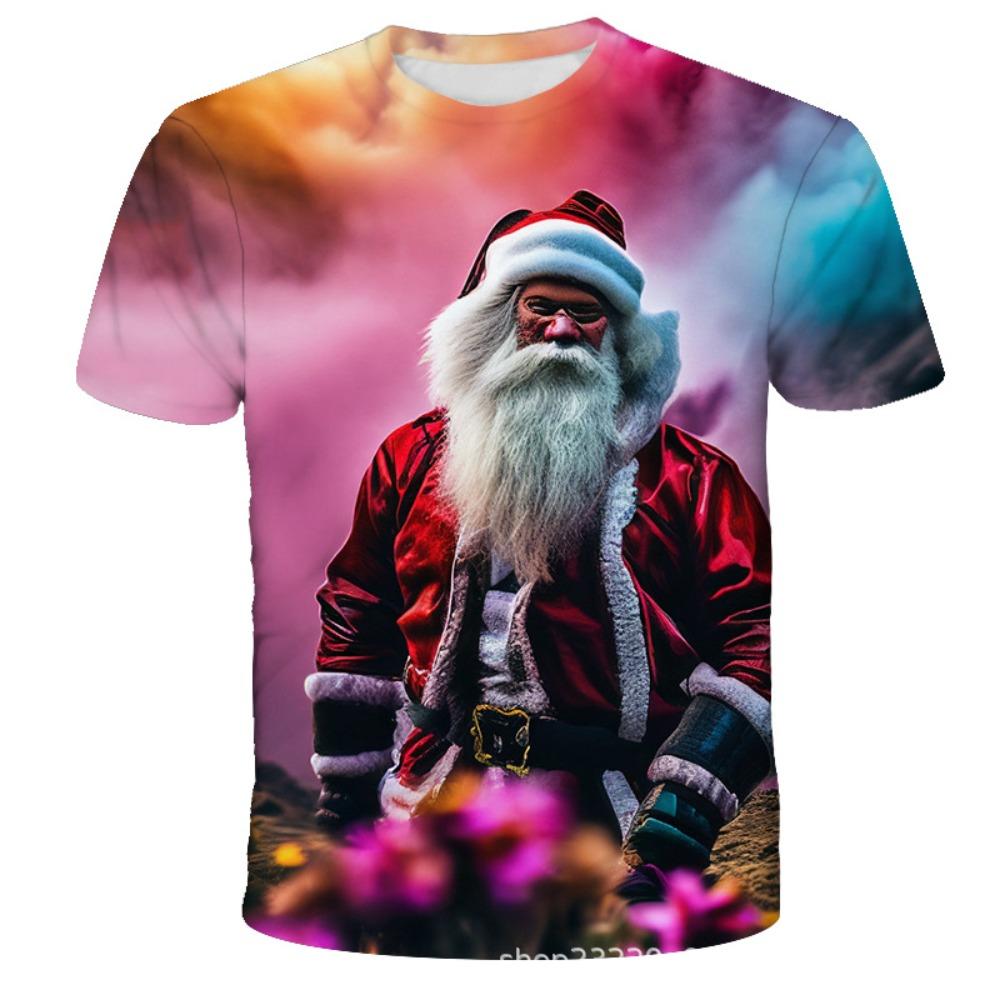 Weihnachts-T-Shirt Herren Bedruckt Bequem Kurzärmelig Bequem Vielseitig T-Shirts Modisch